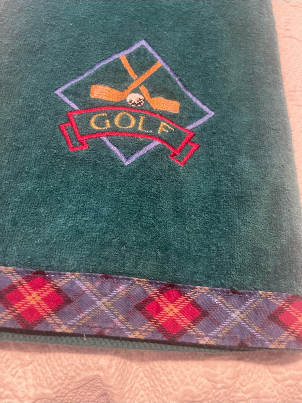 Golf Embroidered Green Plush Towel 23x45 100% Cotton USA Saturday Knight LTD
